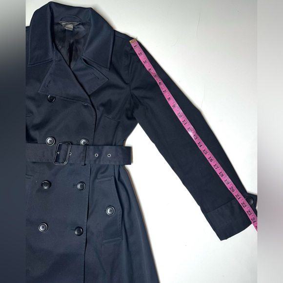 Banana Republic Women’s Preppy Black Double-Breasted Trench Coat Size- Small - Picture 5 of 8